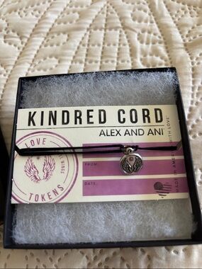 Alex and Ani Black Cord Bracelet with Silver Wing Token